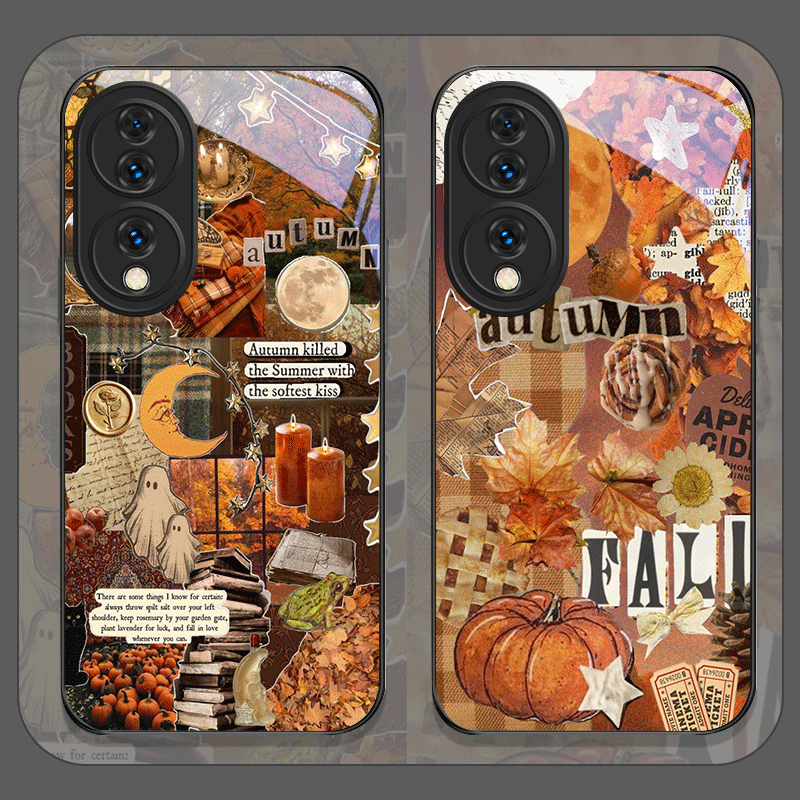 Huawei Mate 60 - Retro, jesienne liście, wzór w kratkę